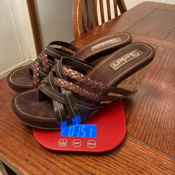 Skechers Leather Cork Wedge Sandals Women’s 10 Chocolate Suede Shoes - Picture 12 of 12